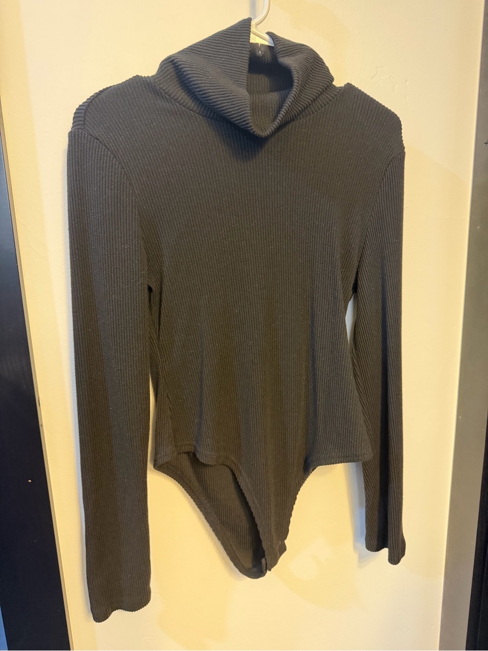 Ribbed Long Sleeve Turtleneck Bodysuit - Charcoal